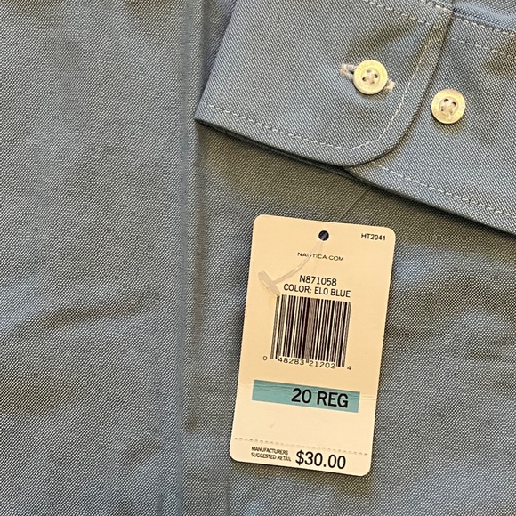 Boy's Nautica Blue Oxford Button Down Shirt  Size 20 NWT - Picture 4 of 5